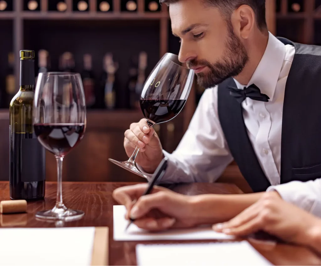 degustátor hodnotí víno