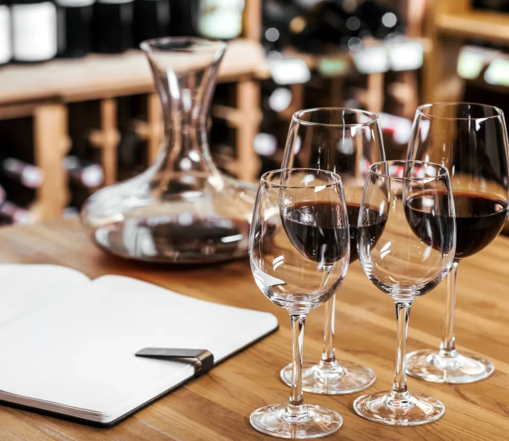 červené víno v karafe