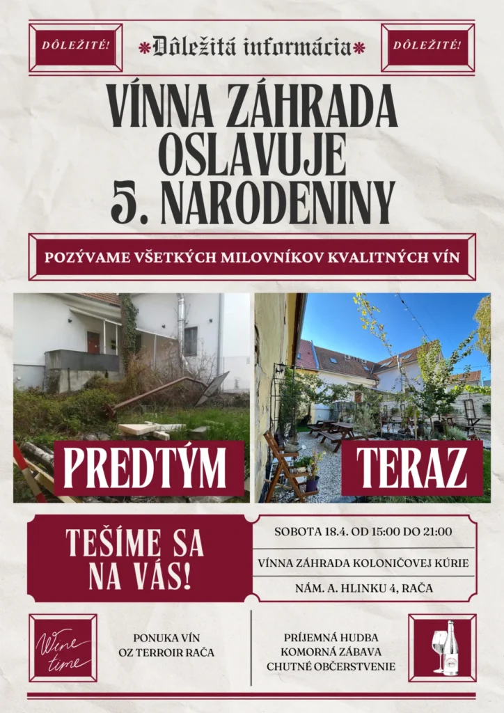 Degustácia vín vo Vínnej záhrade - Bratislava Rača
